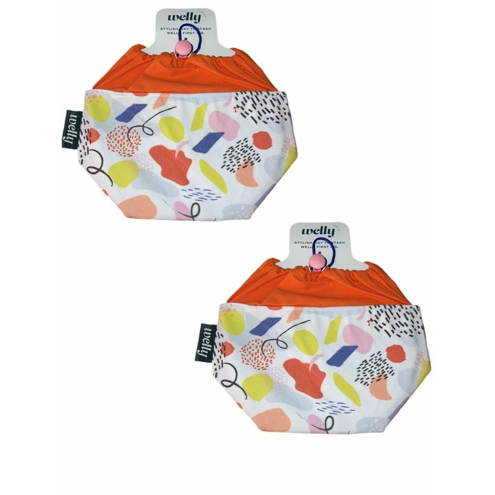 Welly 2 Pack First Aid Stash Pouches Abstract‎ Print Orange Cotton WLY1070 NEW